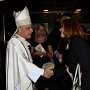 Cardinal George greeting Jill Manchester, Kathy Hickey in background